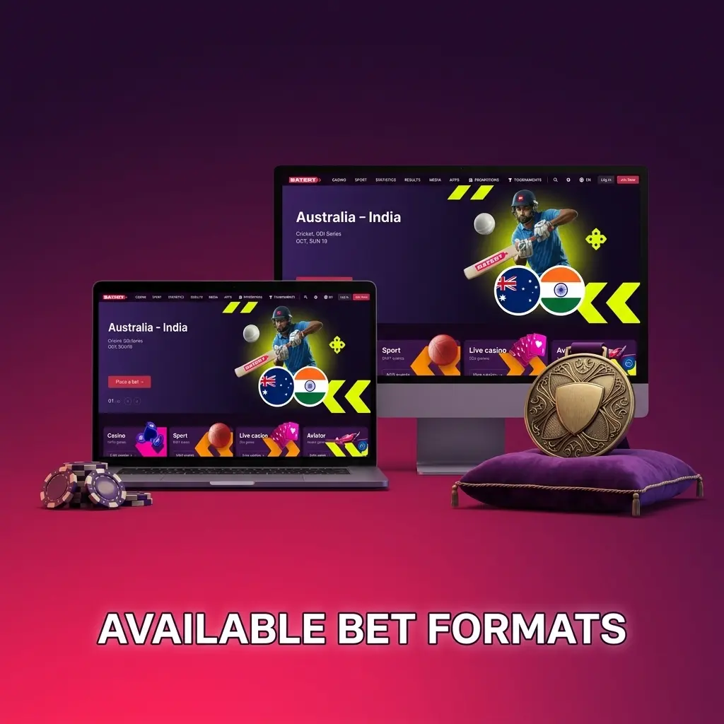 List of available bet formats: Single, Express, and System wagers to diversify your approach.