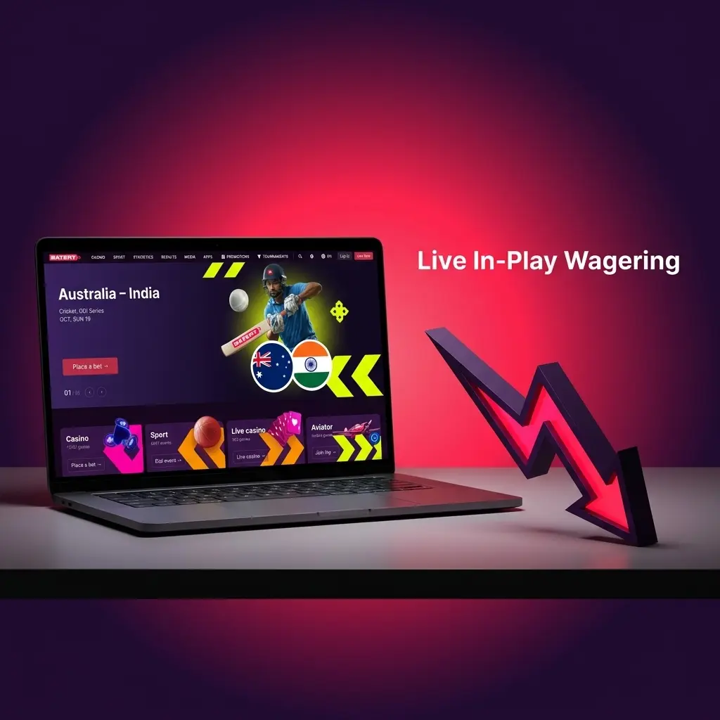 Live in-play wagering on Batery featuring real-time updating odds, live match statistics, and instant betting options.
